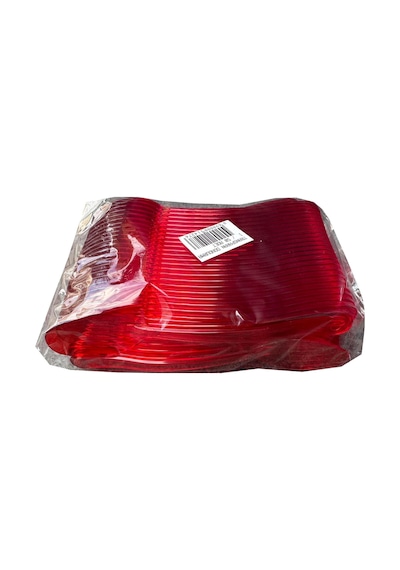 Plastik Şeffaf Kırmızı Sup Kaşık - Tatlı Dondurma Kaşığı - 12.5 Cm. - 50 Adetlik 5 Paket Kırmızı
