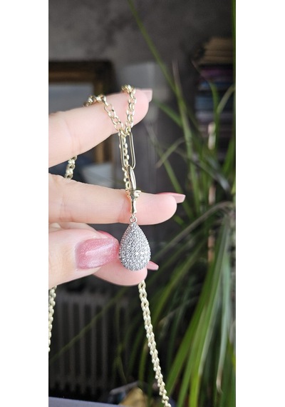 Slowshe 14 K Gold Kaplama Damla Vıp Kolye Zincir Uzunluğu: 45 Cm Gold