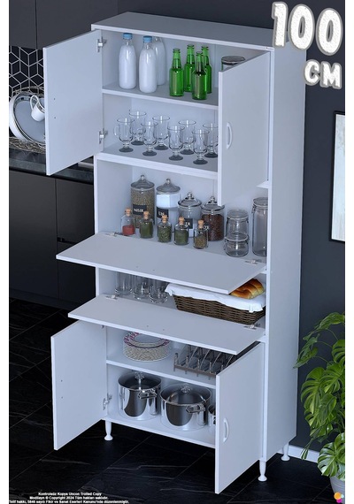 Derin 100 Cm 6 Kapaklı Çok Amaçlı Mutfak Kiler Dolabı Organizer Banyo Çocuk Odası Boy Dolabı Beyaz Derin 100 Cm 6 Kapaklı Çok Amaçlı Mutfak Kiler Dolabı Organizer Banyo Çocuk Odası Boy Dolabı Beyaz