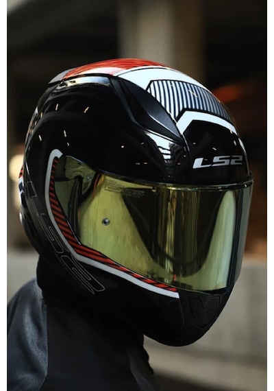 Ls2 Rapid 2 Extra Beyaz-kırmızı Fullface Motosiklet Kaskı Gold Camlı .