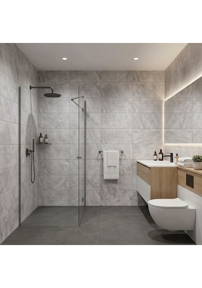 30x60 Cm Kendinden Yapışkanlı Duvar,banyo,tezgah Arası Kaplama Açık Gri 902-30-6