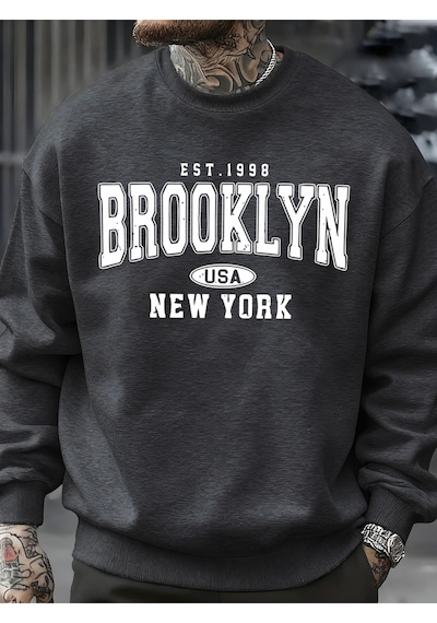Startmore Startmorebrooklyn New York Abd Baskı Erkek Kazak Sokak Modası Kazaklar Polar Sonbahar Gevşek Üstler Ra Antrasit