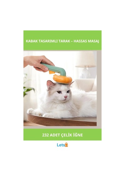 Kabak Tasarımlı Kedi Ve Köpek Tarağı Çelik Ve Kauçuk Koruma