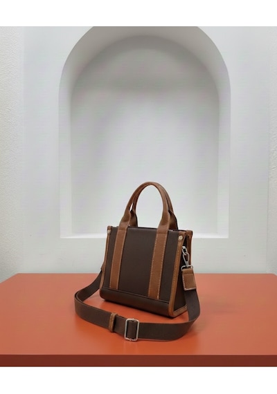 Genel Markalar Omuz Ve Çapraz Askılı Çanta 19x23 Cm Günlük Spor Kullanım Şık Mini Çanta Kahverengi
