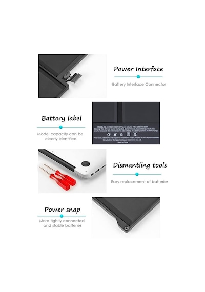 7200 Mah A1466 A1496 A1405 Akü Apple Macbook Air 13 İnç A1466 2012, Ortası 2013, 2014, 2015, 2 Tek Renk