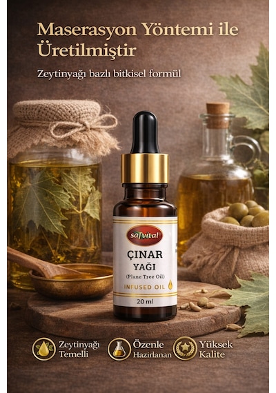 Safvital Çınar Yağı 20 Ml Bitkisel Maserasyon Yağı Aromatik Kullanım Cilt Ve Saç Bakımına Uygun & Aromaterapi
