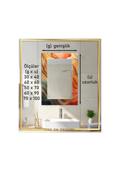 Dekoratif Cam Ayna Seti Baskılı Cam Üzeri Ayna Yeni Trend