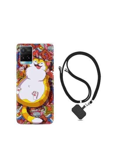 Vivo Y21S Kılıf Boyun Askılı Tombul Kedi 1739
