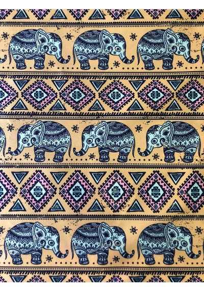 Enesar Home Etnik Fil Desen Dijital Baskı Döşemelik Kumaş 100 x 140 cm