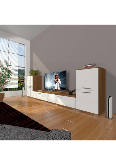 Decoraktiv Eko On2 Slm Std Tv Ünitesi Tv Sehpası - Ceviz Beyaz Ahşap - Beyaz