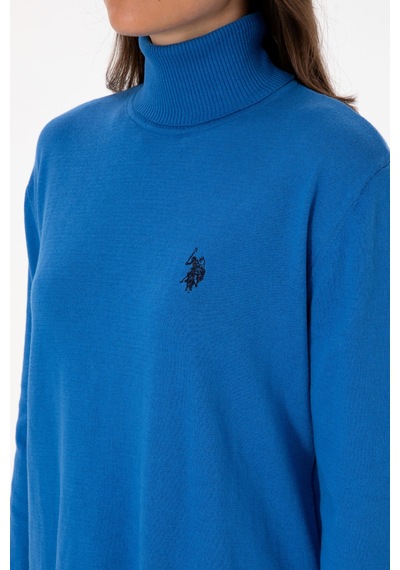 U.S. Polo Assn. Kadın Mavi Boğazlı Basic Kazak 50313621-VR251