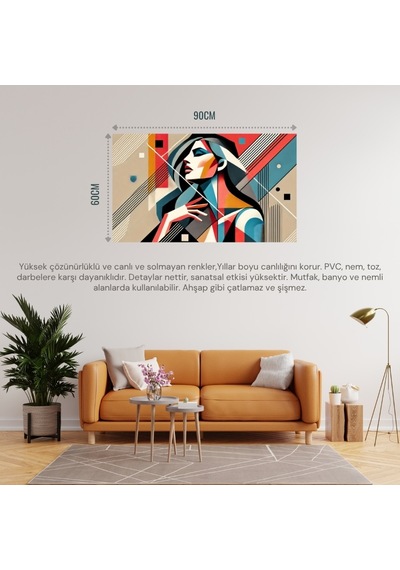Soyut Kadın Temalı 01 Çerçevesiz 90x60cm Pvc Tablo