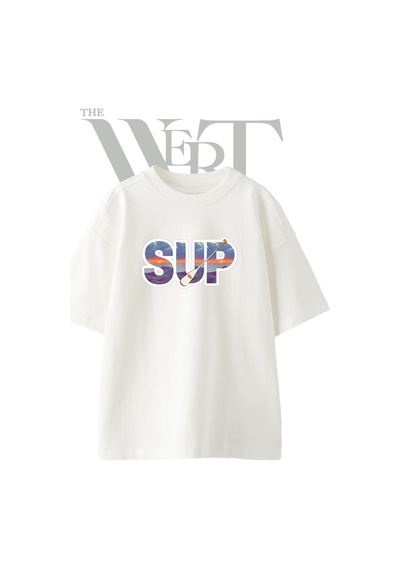 Thewert Sup Paddle Tasarım Baskılı Ünisex Beyaz Oversize T-shirt