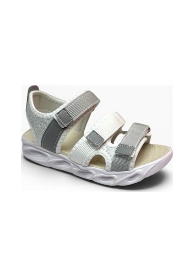 Arzen Bebe 231-26 3 Cırtlı Anatomik Çocuk Sandalet Beyaz Gri 31-35