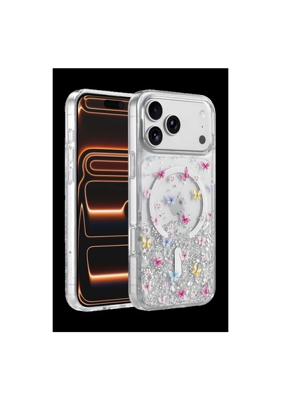 Onegif Apple iPhone  Uyumlu  17 Pro Max Misk Simli Magsafe Kapak - Desen 4