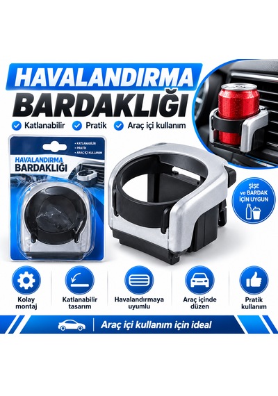 Günaks Araç İçi Havalandırma Bardaklık-katlanabilir Pratik Tasarım Universal 0