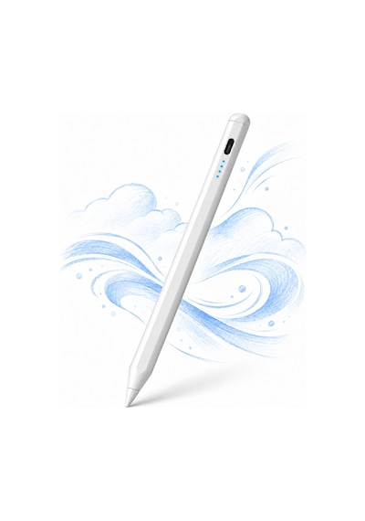 Samsung Galaxy A9 X110 Uyumlu Type-c Şarjlı Aktif Stylus Dokunmatik Ekran Kalemi Not & Çizim Beyaz