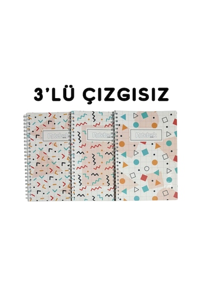 A5 Spiralli Shapes Defter 40 Yaprak 3'lü Tamamı Çizgisiz