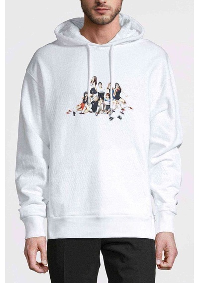 K Pop Koreli Muzik Grubu Baskılı Beyaz Erkek Sweatshirt (534782975)