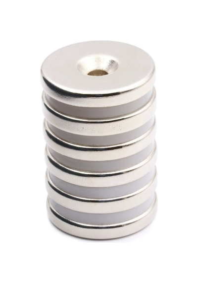 2 Adet D20mm X 7/4mm X 3mm Havşa Delikli Güçlü Vida Atılabilir Neodyum Mıknatıs 2'li Paket
