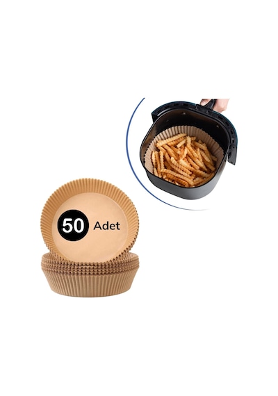 BUFFER® 50 Adet Air Fryer Pişirme Kağıdı Yuvarlak Tabak Model