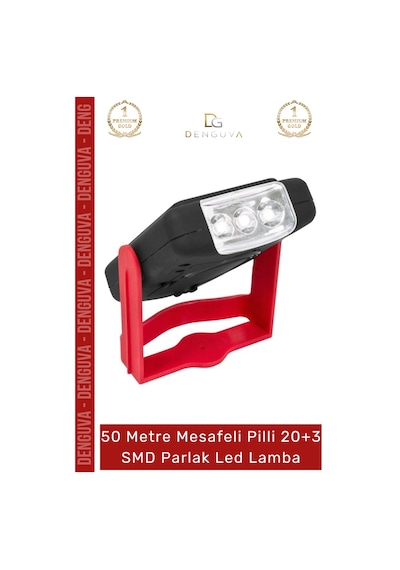 Deluxe Seri Sert Plastik Beyaz Işık 50 Metre Mesafeli Pilli 20+3 Smd Parlak Led Lamba Çok Renkli