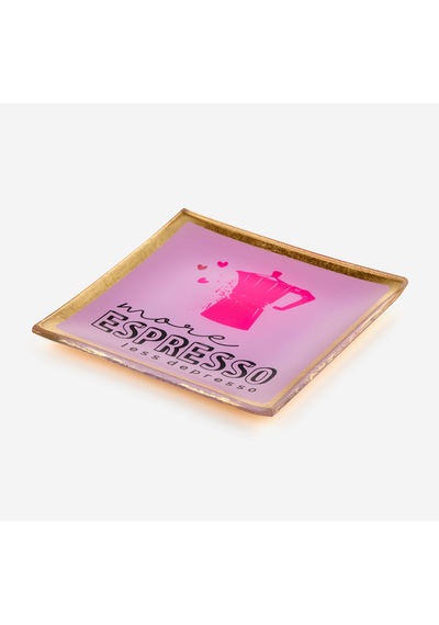 Pembe Cam More Espresso Dekoratif Tabak 10x0,8x10 Cm