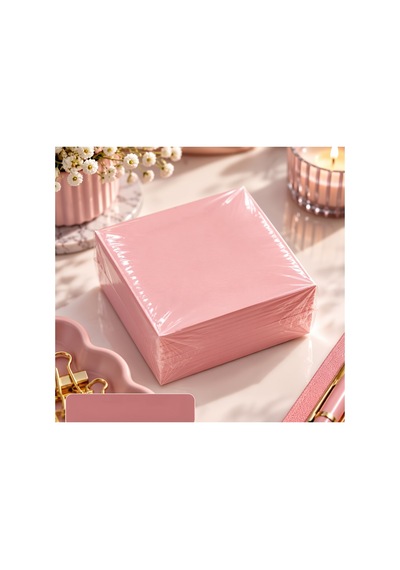 Küp Bloknot, 8x8 Cm, Yapışkansız Not Kağıdı, Pembe Renkli Not Kağıdı, Bloknot Yedek Kağıdı
