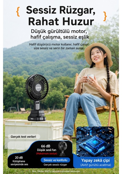 Ezere Airmax Şarjlı Taşınabilir Outdoor Fan Vantilatör St-7997