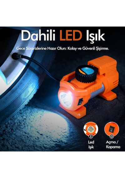 Araç Çakmak Girişli Dijital Hava Kompresörü Lastik Şişirme Pompası 12v Taşınabilir Oto Kokusu