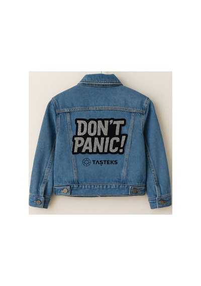 Taşlı Ütülenebilen Veya Sticker Olarak Kullanılabilen ' Don't Panic ' Yazı Modeli