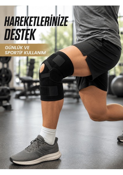 Ligamentli Dizlik Açık Patella Yan Destekli Ayarlanabilir Bantlı Sporcu Dizliği Düz Renkli