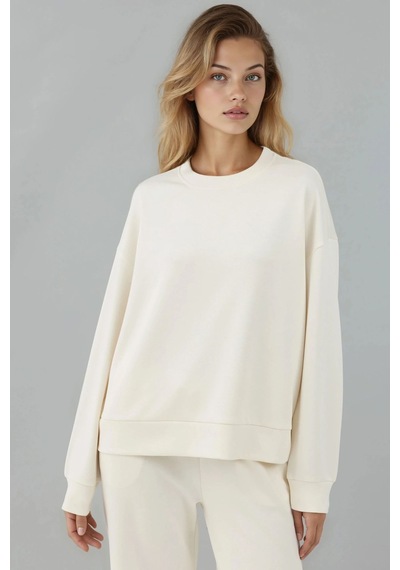 Hiccup Modal Dokunuşlu Basic Sweatshirt Fildişi Doğal