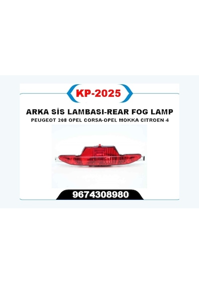 Reflektor - 450 - Arka Tampon Orta Opel Corsa F 19- Mokka 20- Peugeot P208 15- Cıtroen C4 20- - Csmo-tex - Ds3 18- 1 Adet