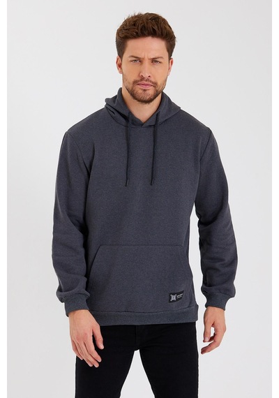 MMetalic Kanguru Cepli Kapüşonlu İçi Pamuklu Erkek Sweatshirt