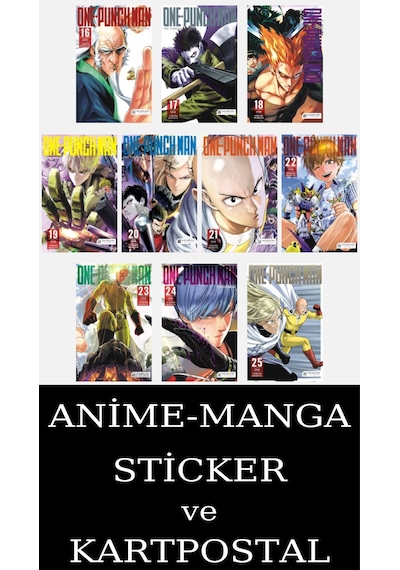 One Punch Man 16-17-18-19-20-21-22-23-24-25 Manga Seti 10 Kitap / Anime-manga Sticker-kartpostal