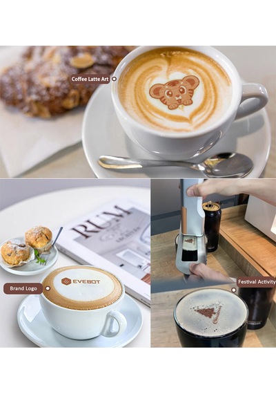 Evebot Mürekkep Kartuşu Printpen El Tipi Gıda Yazıcısı Mürekkep Değişimi 18ml Kapasite Taşınabilir Mini Kahve Latte Sanatı Dıy Desenleri Tasarımı - Kahve