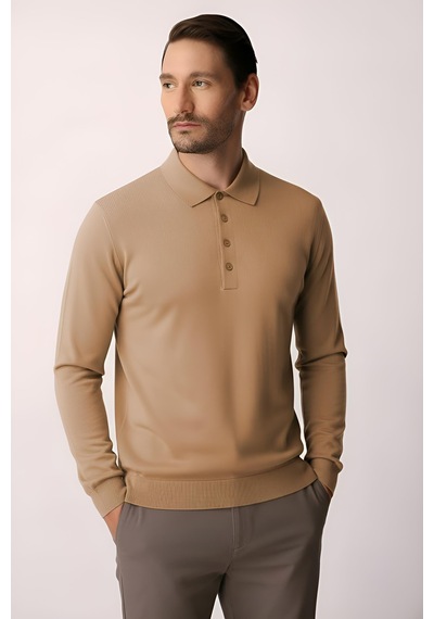 İgs Açık Kahve Standart Fit Dar Kalıp Polo Yaka Düz Uzun Kollu Triko-21903 Kahverengi İgs Açık Kahve Standart Fit Dar Kalıp Polo Yaka Düz Uzun Kollu Triko-21903 Kahverengi