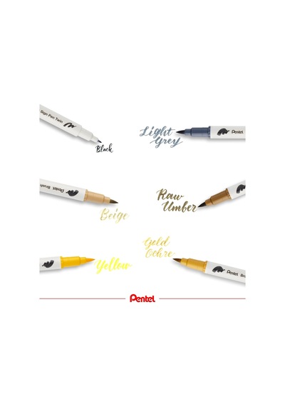 Pentel Brush Sing Pen Twin Çift Taraflı Fırça Uçlu Kalem Altın