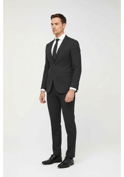İgs Erkek Füme Slim Fit Dar Kalıp Klasik Takım Elbise-23991