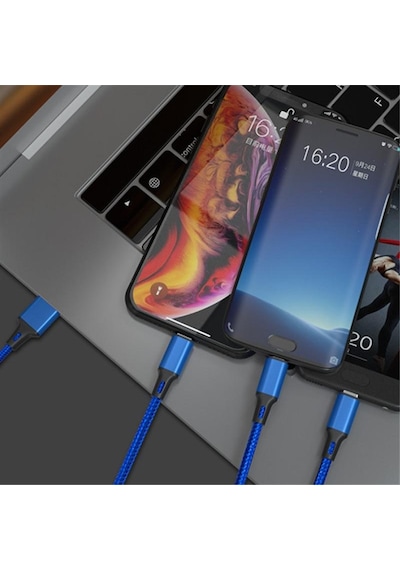 Siyah Hızlı Usb Şarj Kablosu Samsung Evrensel 3 In 1 Çok Fonksiyonlu Cep Telefonu Kablosu Şarj Kablosu Tip C