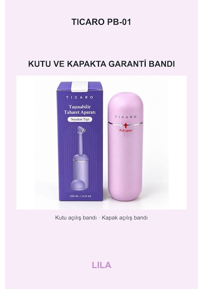 Tıcaro Pb-01 Portatif Taharet Şişesi, Manuel, 380 Ml, Lila