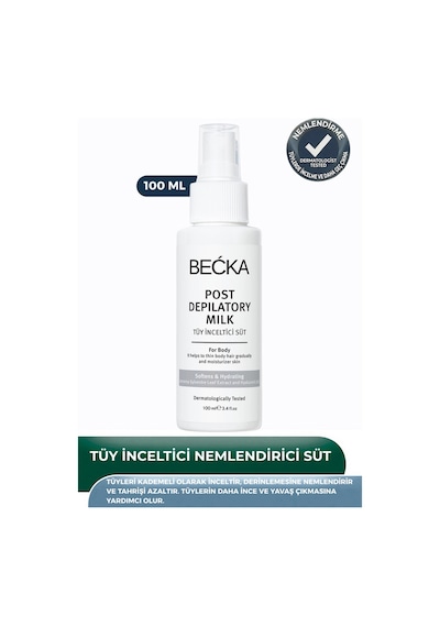 Becka Tüy Azaltıcı Ve İnceltici Nemlendirici Süt Gymnema Sylvestre & Hyaluronik Asit Özlü 100 ML
