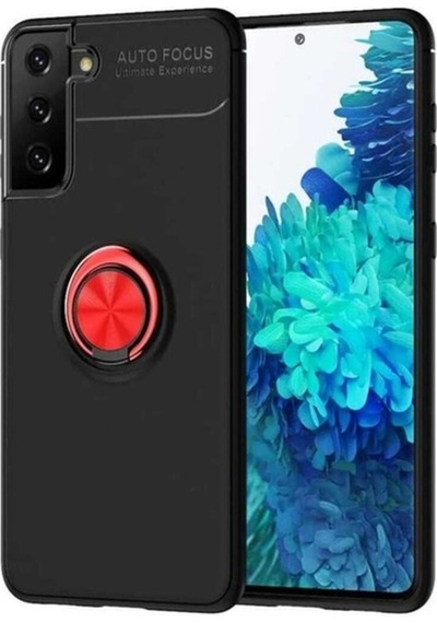 Galaxy S21 Plus Kılıf Zore Ravel Silikon Kapak Siyah-Kırmızı