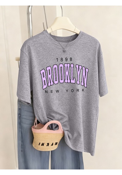 Noıssey Urban Pop Graphic Kadın Tişört Koleksiyonukod 5482 Gri