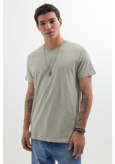 Tudors Unisex Slim Fit Dar Kesim %100 Pamuk Yumuşak Dokulu Gri Bisiklet Yaka Tişört-33603 Gri