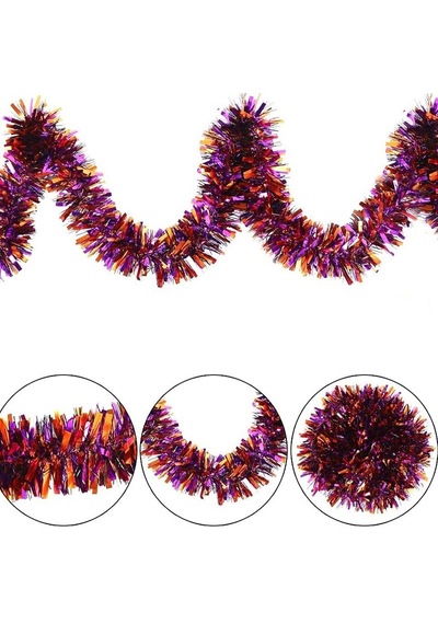 Mor Turuncu Renk 4 Cm Genişlik Garland Çift Renk Sim Süs 180 Cm 50001 Diğer