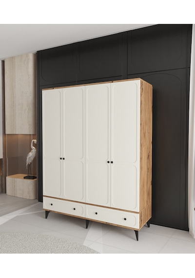 Irmak 4 Kapaklı Çekmeceli Gardırop - Tamamı Mdf Aytaşı