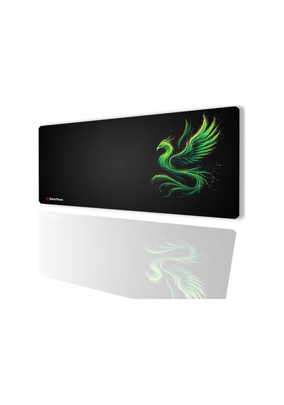 Sonictouch Ultragrand Siyah Neon Yeşili Anka Kuşu Dikişsiz Xxl Gaming Oyuncu Masaüstü Klavye Mouse Pad 40x90cm