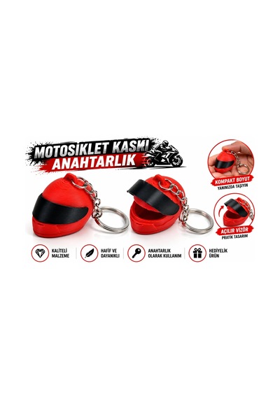 Motosiklet Anahtarlık , Kırmızı Motosiklet Kaskı Şeklinde Anahtarlık , Hediyelik Kask Motor Anahtarl